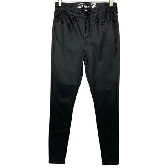 Seven7 Black Coated Ultra High Rise Skinny Jeans 4 - Picture 1 of 7
